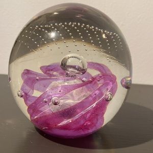Large Pink Swirl Paper Weight